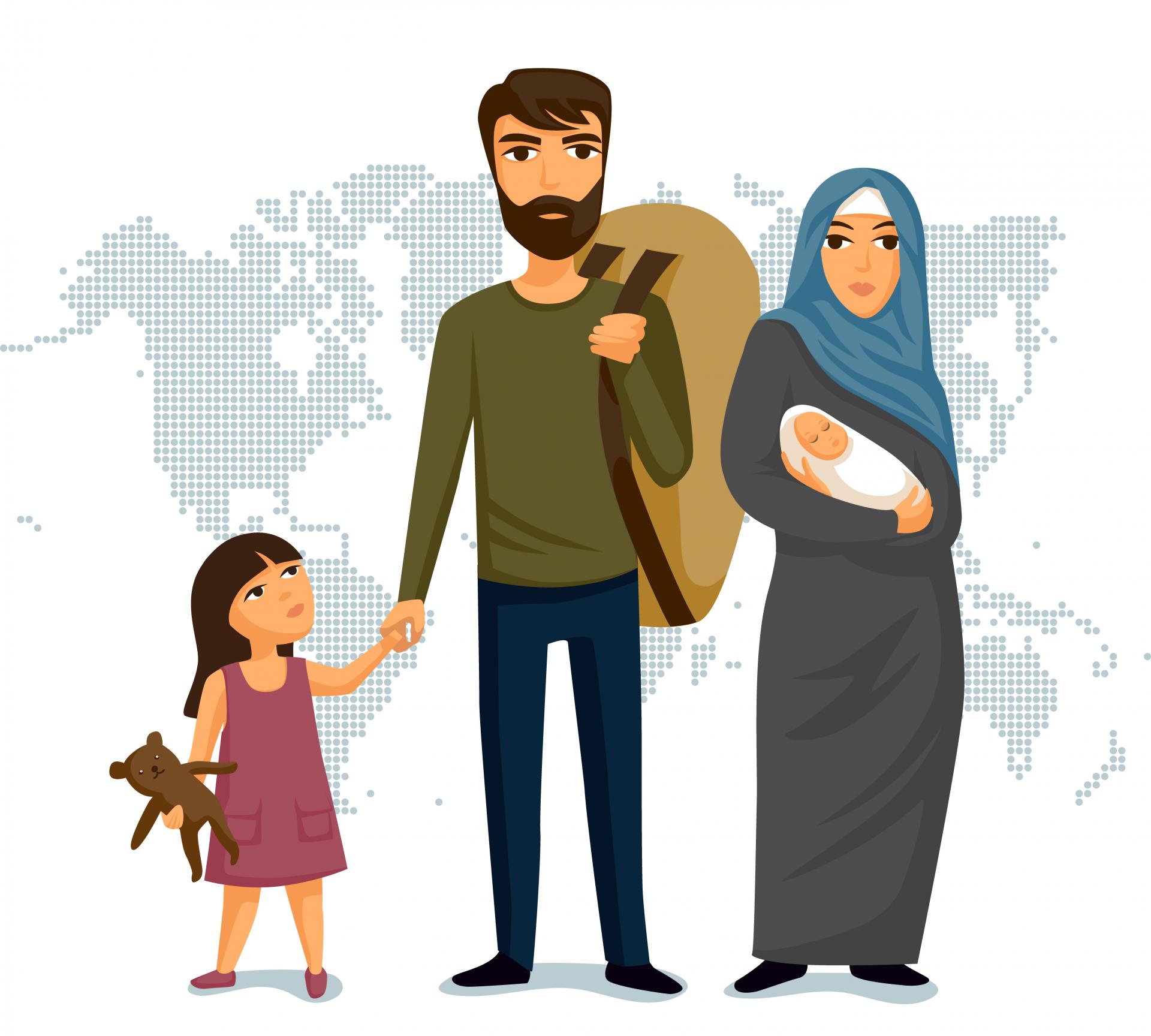 Refugees immigration concept illustration
