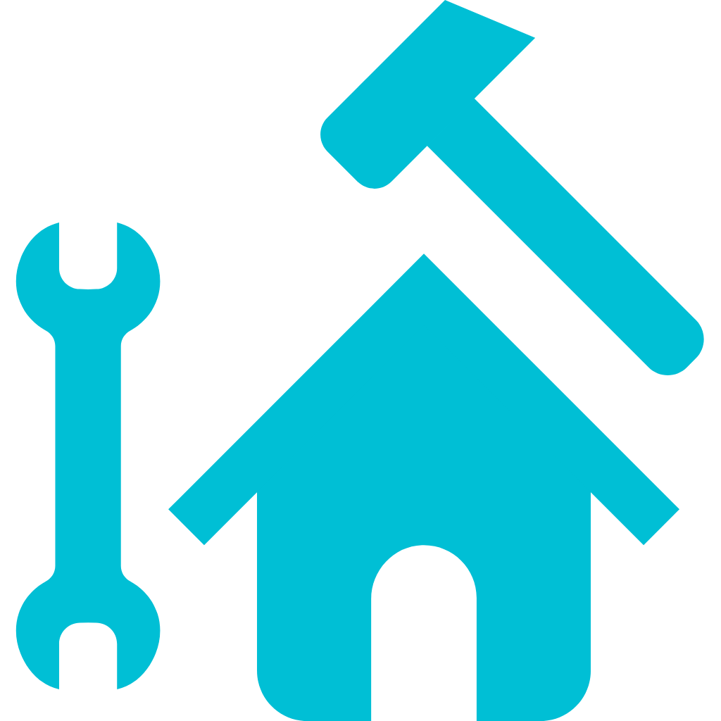 Blue icon of house with tools