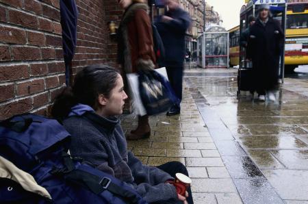 homeless woman on the street
